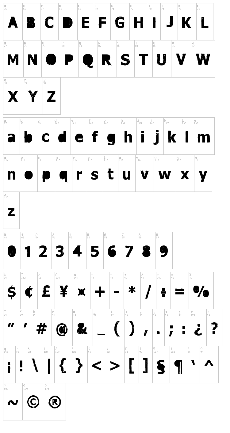 Dreamer font map